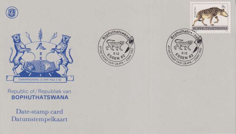 Stamps Date Stamp card Bophuthatswana