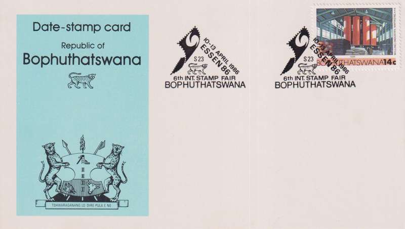 Stamps Date Stamp card Bophuthatswana