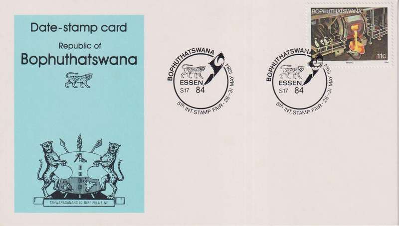 Stamps Date Stamp card Bophuthatswana