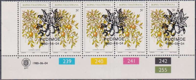 Stamp Control Blocks Bophuthatswana 1980 Edible Wild Fruits