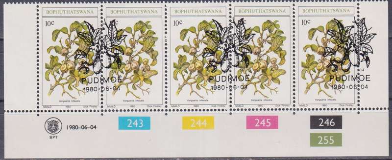 Stamp Control Blocks Bophuthatswana 1980 Edible Wild Fruits