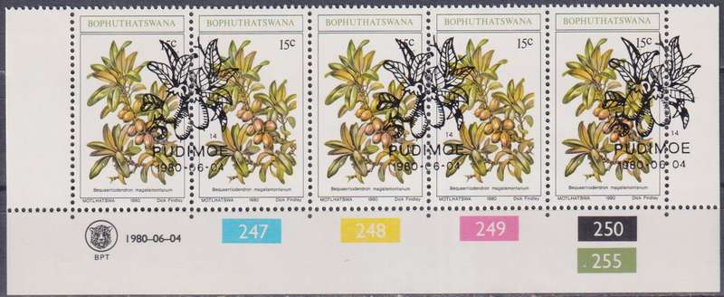 Stamp Control Blocks Bophuthatswana 1980 Edible Wild Fruits