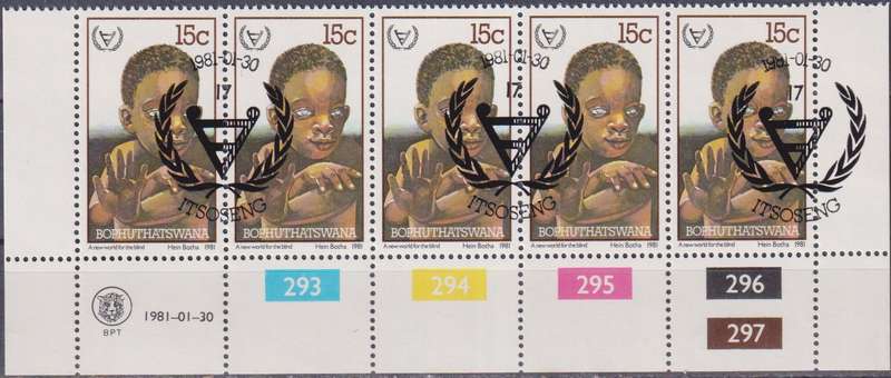 Stamp Control Blocks Bophuthatswana 1981 International Year of Disabled Persons