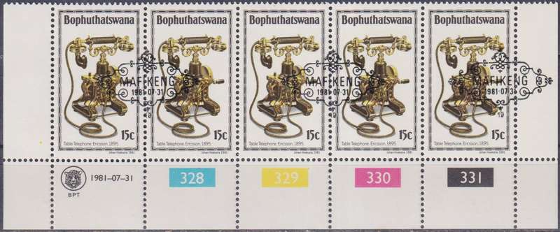 Stamp Control Blocks Bophuthatswana 1981 History of the Telephone