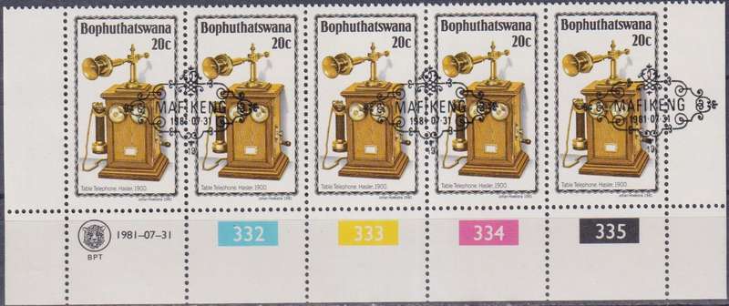 Stamp Control Blocks Bophuthatswana 1981 History of the Telephone
