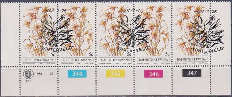 Stamp Control Blocks Bophuthatswana 1981 Indigenous Grasses