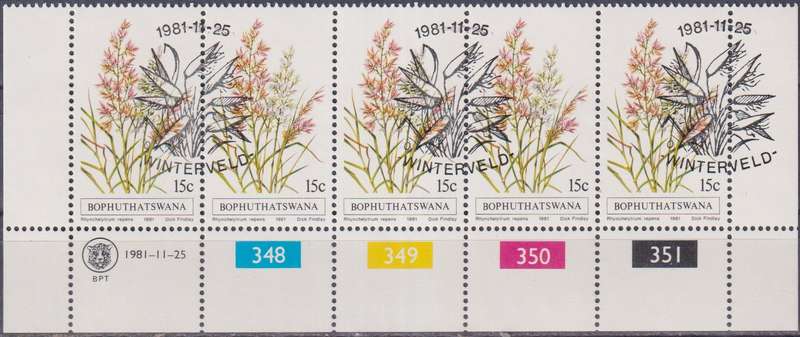Stamp Control Blocks Bophuthatswana 1981 Indigenous Grasses