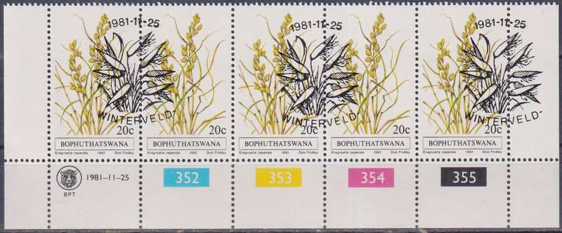 Stamp Control Blocks Bophuthatswana 1981 Indigenous Grasses