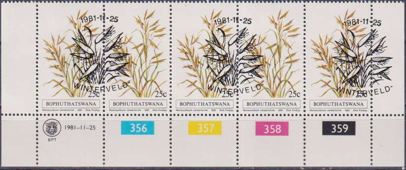 Stamp Control Blocks Bophuthatswana 1981 Indigenous Grasses