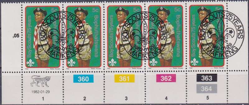 Stamp Control Blocks Bophuthatswana 1982 The 75th Anniversary of Boy Scout Movement and 125th Annive