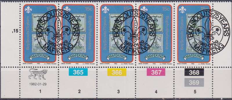 Stamp Control Blocks Bophuthatswana 1982 The 75th Anniversary of Boy Scout Movement and 125th Annive