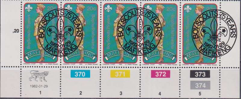 Stamp Control Blocks Bophuthatswana 1982 The 75th Anniversary of Boy Scout Movement and 125th Annive