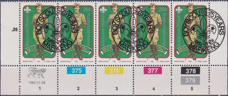 Stamp Control Blocks Bophuthatswana 1982 The 75th Anniversary of Boy Scout Movement and 125th Annive