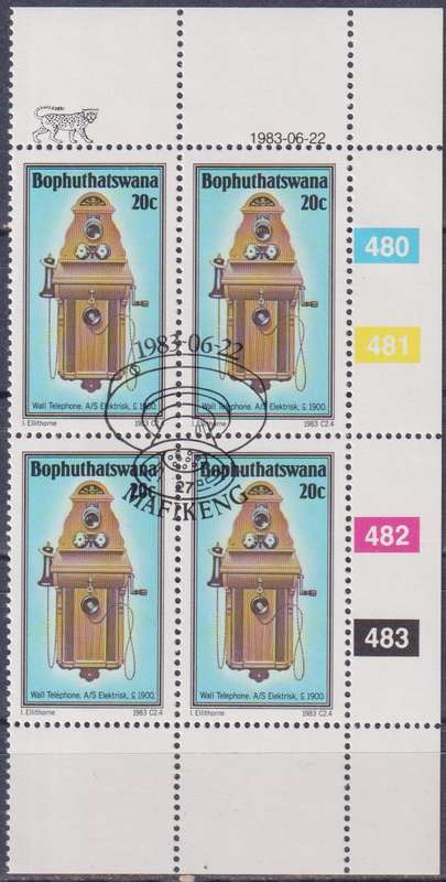 Stamp Control Blocks Bophuthatswana 1983 History of the Telephone