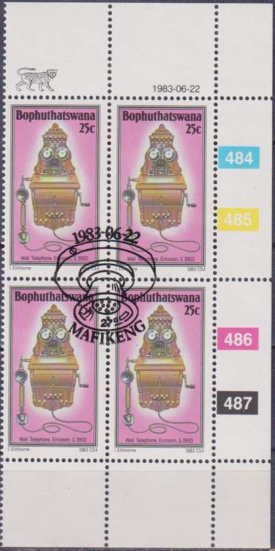 Stamp Control Blocks Bophuthatswana 1983 History of the Telephone