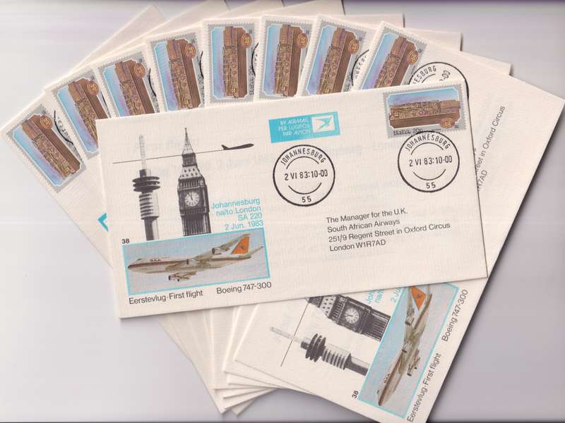 FDC Excess Stock RSA SAA Cover Johannesburg To London SA 220 (9 Cover Bid Per Cover To Take All)
