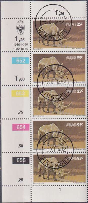 Stamps Control Blocks SWA 1980 Wild Mammals