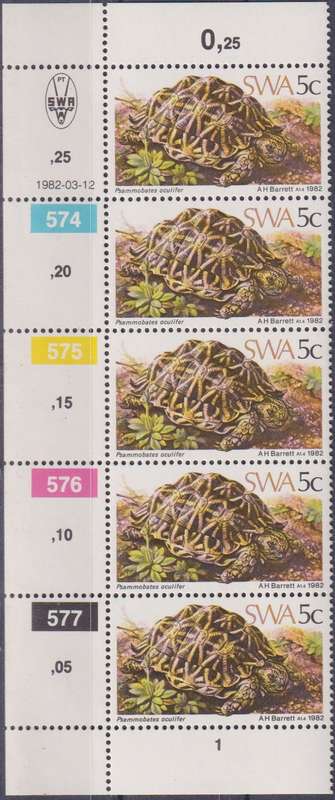 Stamps Control Blocks SWA 1982 Tortoises