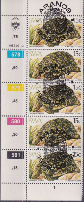 Stamps Control Blocks SWA 1982 Tortoises