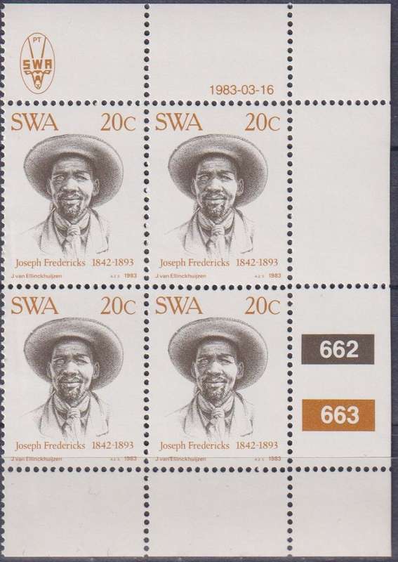 Stamps Control Blocks SWA 1983 The 100th Anniversary of Foundation of Luderitz