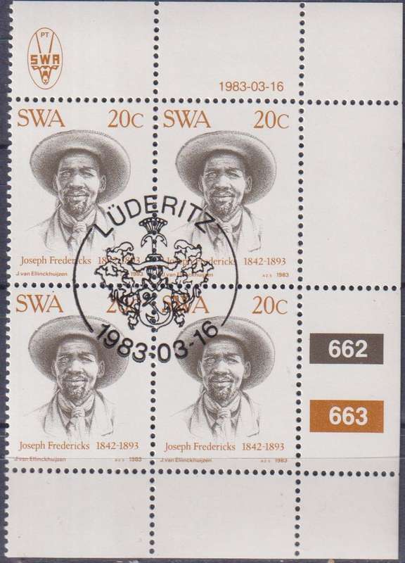 Stamps Control Blocks SWA 1983 The 100th Anniversary of Foundation of Luderitz
