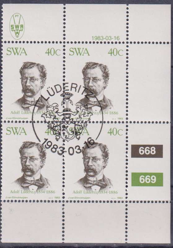 Stamps Control Blocks SWA 1983 The 100th Anniversary of Foundation of Luderitz