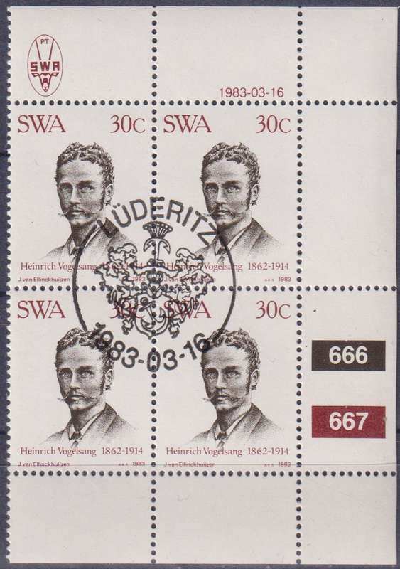 Stamps Control Blocks SWA 1983 The 100th Anniversary of Foundation of Luderitz