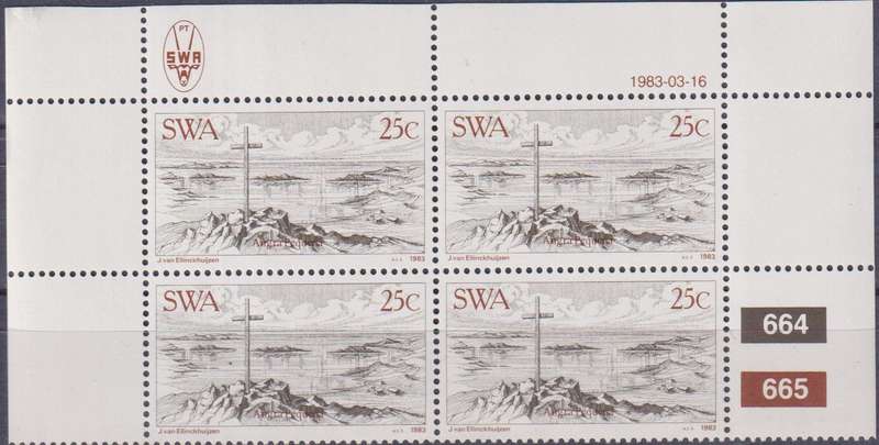 Stamps Control Blocks SWA 1983 The 100th Anniversary of Foundation of Luderitz