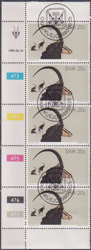 Stamps Control Blocks SWA 1980 The 25th Anniversary of Nature Protection in Southwest Africa