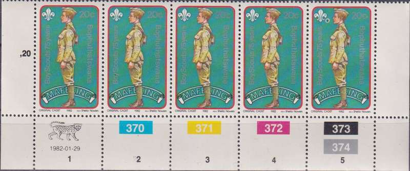 Stamps Control Blocks 1982 The 75th Anniversary of Boy Scout Movement and 125th Anniversary of the B