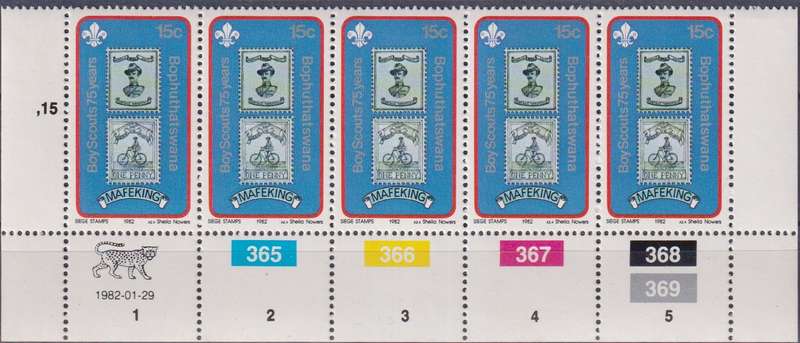 Stamps Control Blocks 1982 The 75th Anniversary of Boy Scout Movement and 125th Anniversary of the B