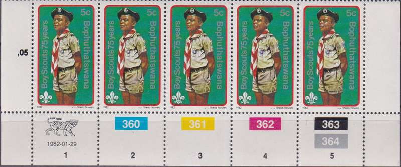 Stamps Control Blocks 1982 The 75th Anniversary of Boy Scout Movement and 125th Anniversary of the B