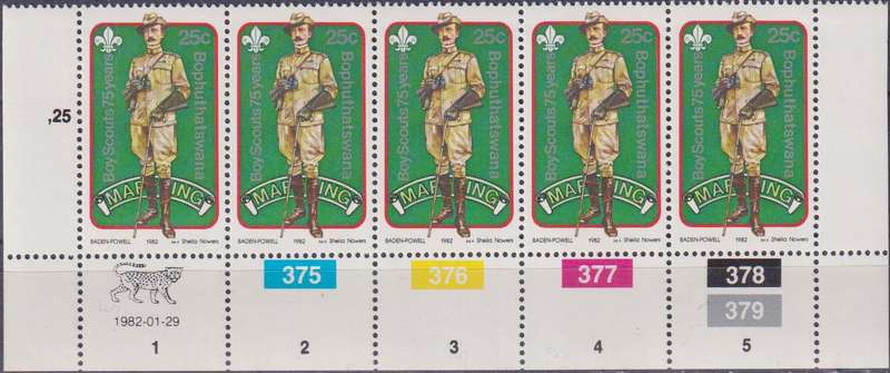 Stamps Control Blocks 1982 The 75th Anniversary of Boy Scout Movement and 125th Anniversary of the B
