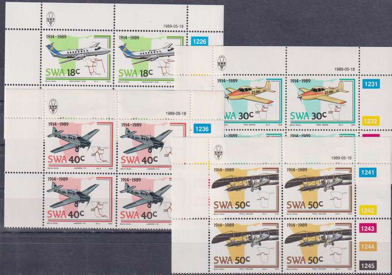 Stamps Control Blocks 1989 The 75th Anniversary of Aviation in South West Africa