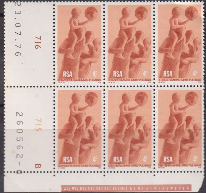 Stamp Control Blocks RSA 1976 Family Planning and Child Welfare