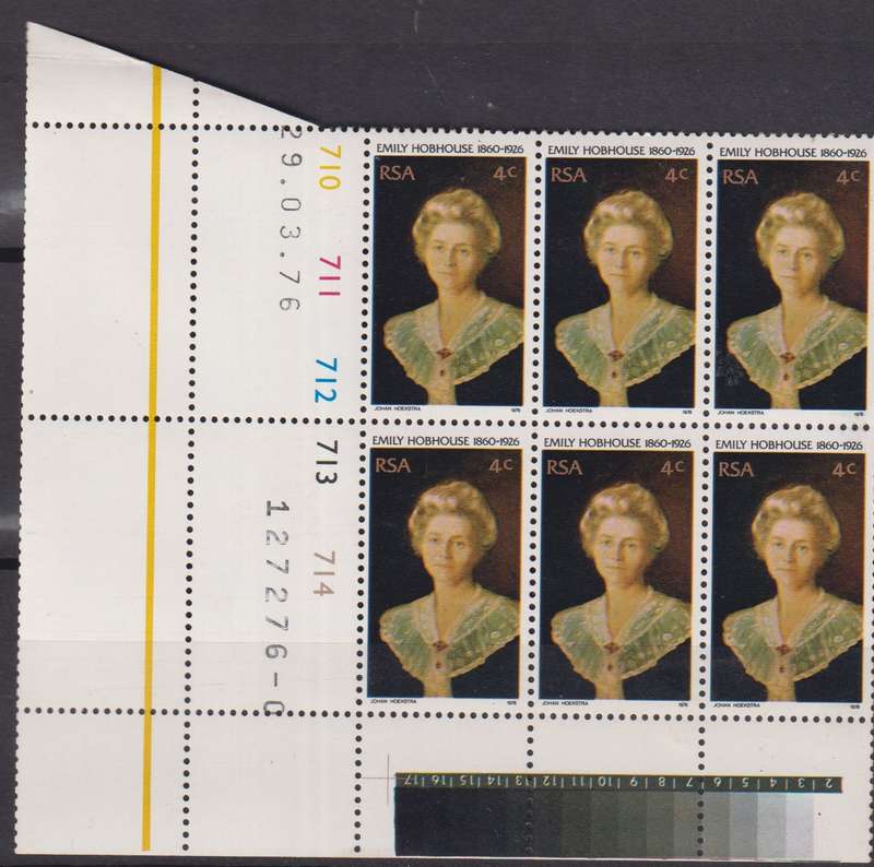 Stamp Control Blocks RSA 1976 The 50th Anniversary of the Death of Emily Hobhouse (Welfare Worker)