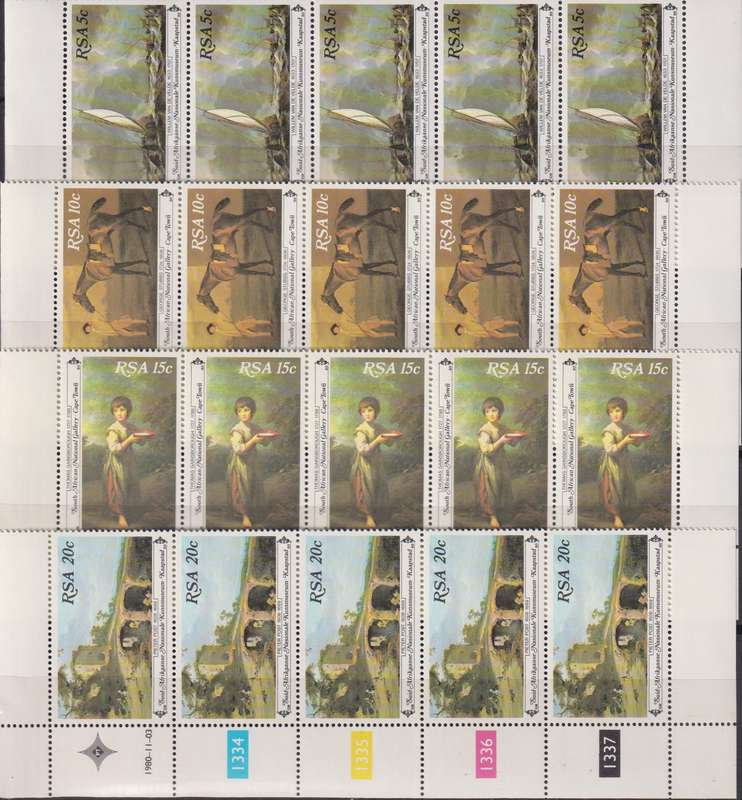 Stamp Control Blocks RSA 1980 Paintings from the South African National Gallery, Cape Town