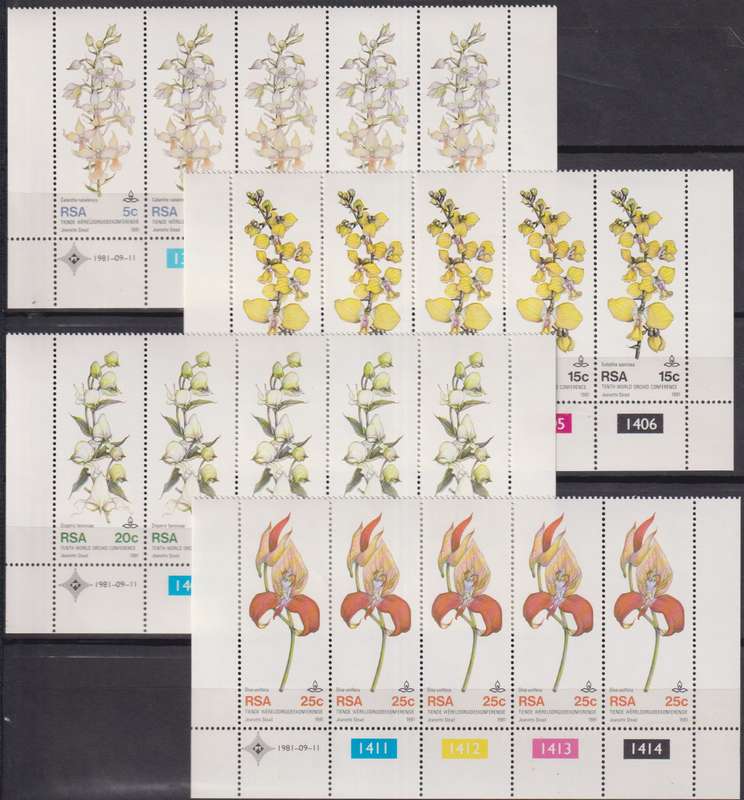 Stamp Control Blocks RSA 1981 The 10th World Orchid Conference, Durban