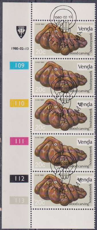 Stamps Venda Control Block 1980 Folk Art - Wood Carving