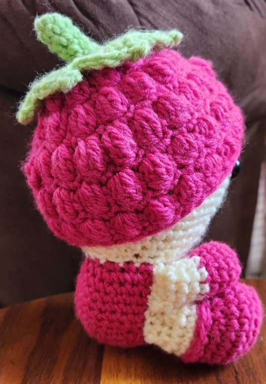 Crochet Plushie Baby with Raspberry Hat