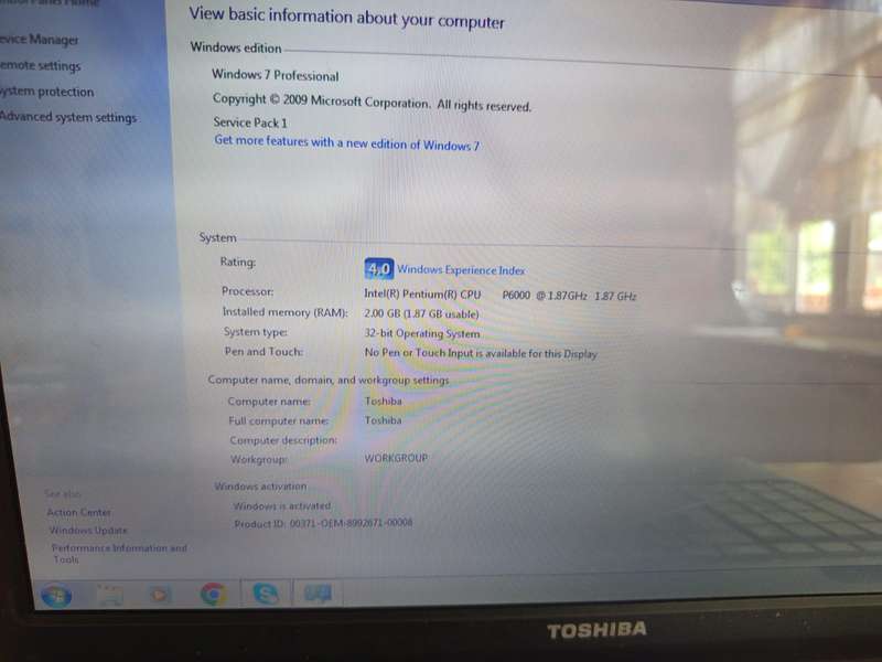 Toshiba Laptop (See Discription)