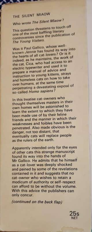 Book Hard Cover 159 Page Paul Gallico The Silent Miaow