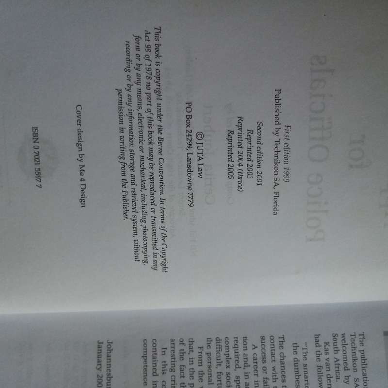 Applied Law for Police Officials by C. Joubert  Second Edition  [Condition Fair/Good]  Textbook