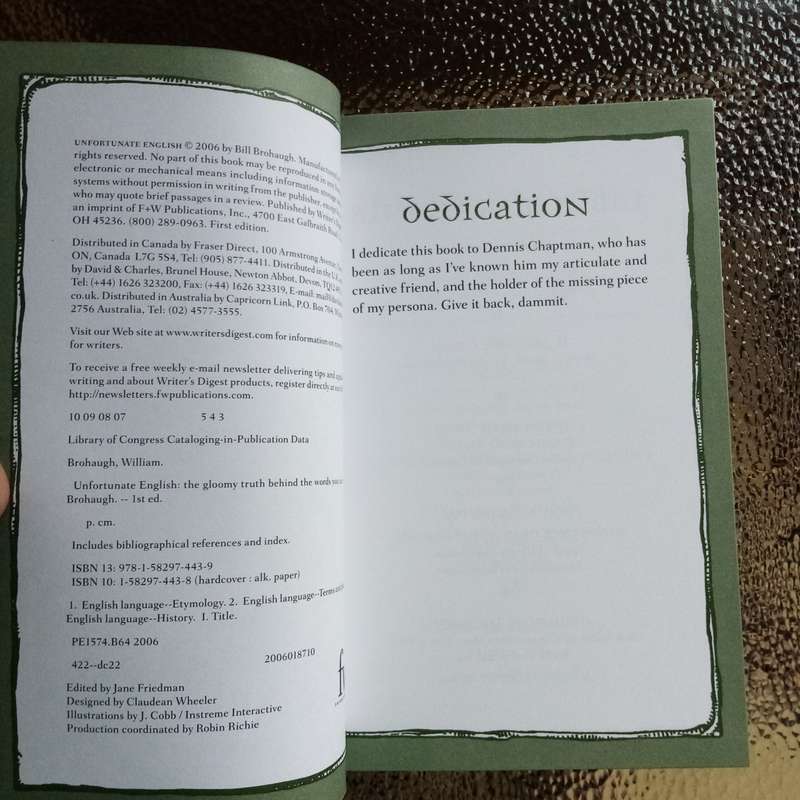 Unfortunate English: The Gloomy Truth Behind the Words by Bill Brohaugh - A Witty Exploration