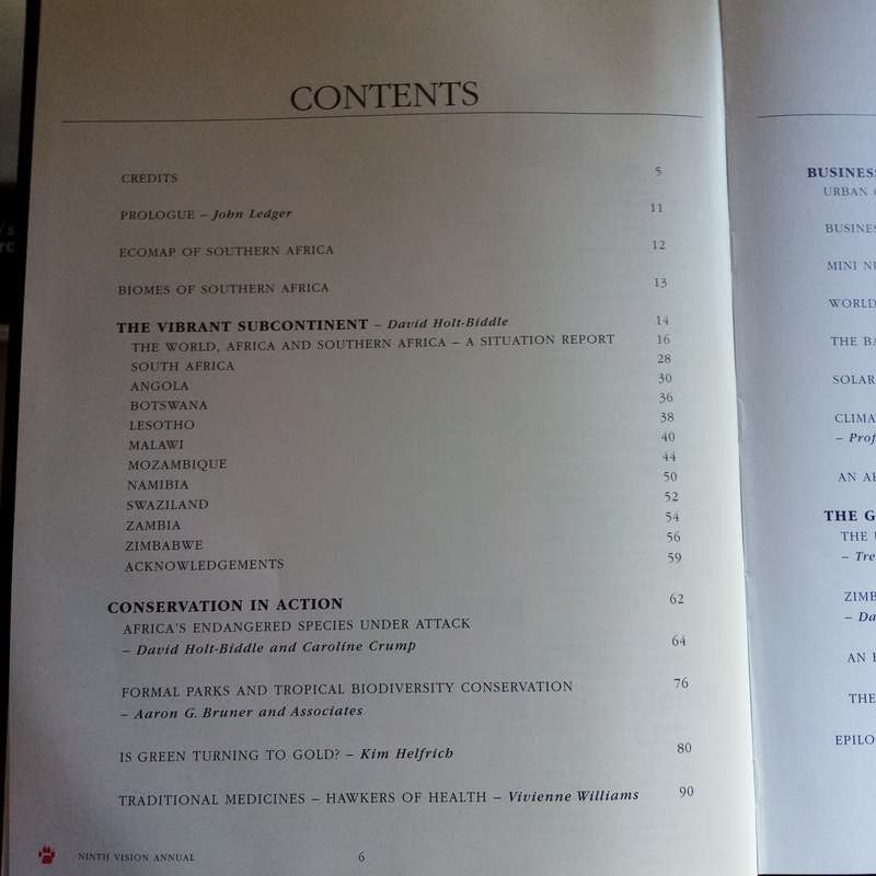 Vision of Wildlife, Ecotourism, and the Environment in Southern Africa: Ninth Annual