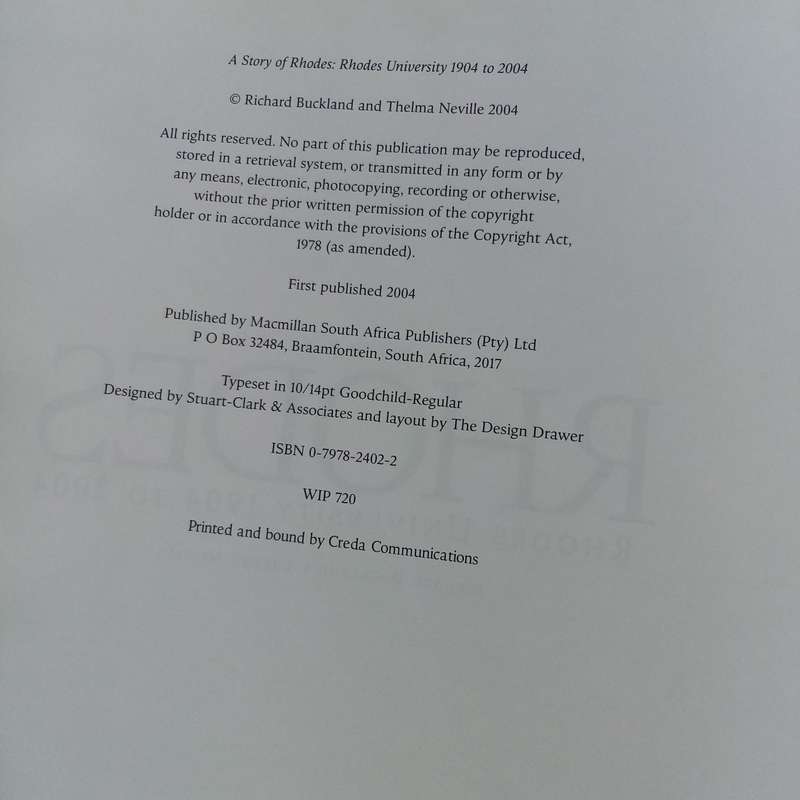 A Story of Rhodes: Rhodes University, 1904 to 2004  A Century of Academic Legacy
