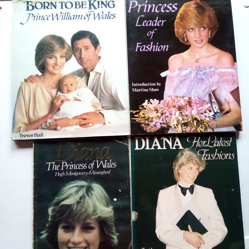 A Vintage Collection of 4 Books on Lady Diana's Fashion & Born to Be King (Prince Charles)