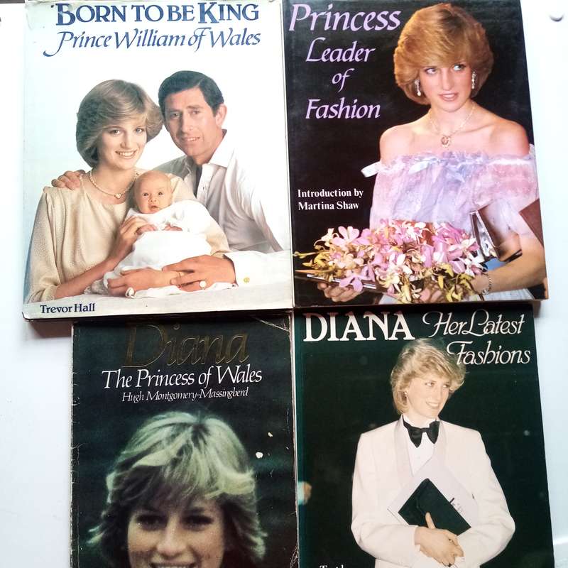 A Vintage Collection of 4 Books on Lady Diana's Fashion & Born to Be King (Prince Charles)