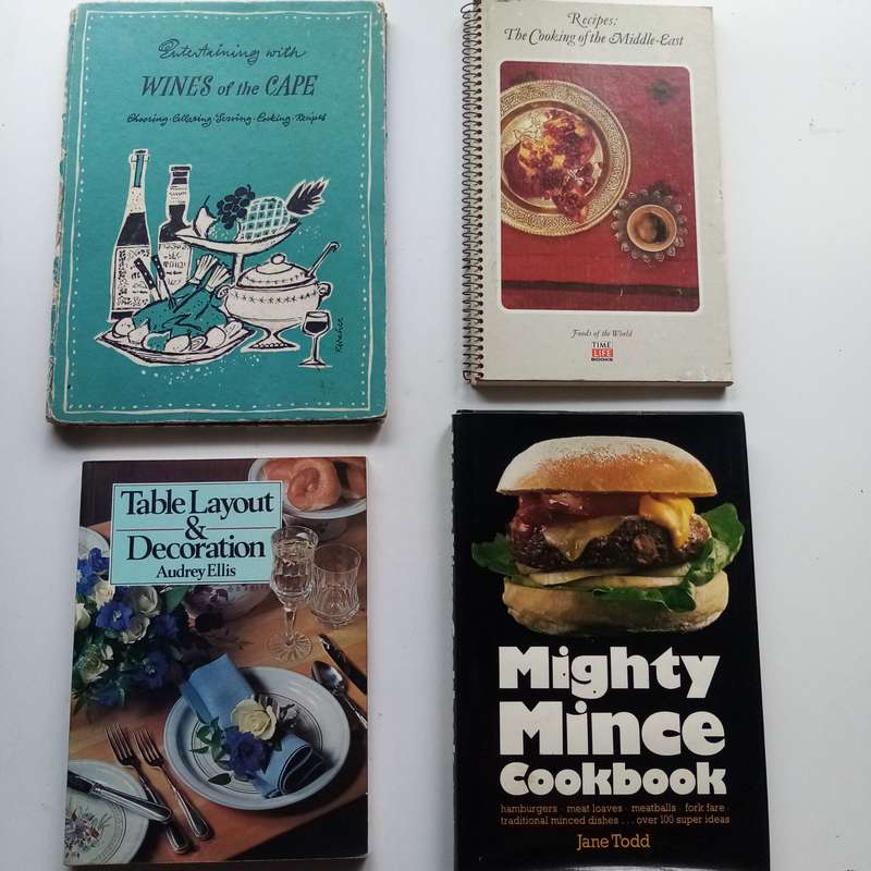 4 Book Bundle - Entertaining with Wines of the Cape, Cooking of the Middle East, Table Layout, Might