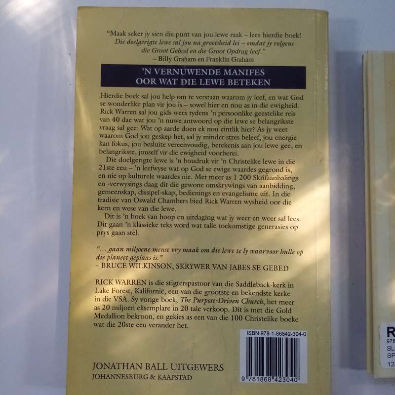 2 Boek Bundel - Die Doelgerigte Lewe deur Rick Warren - Spesiaal vir Ma
